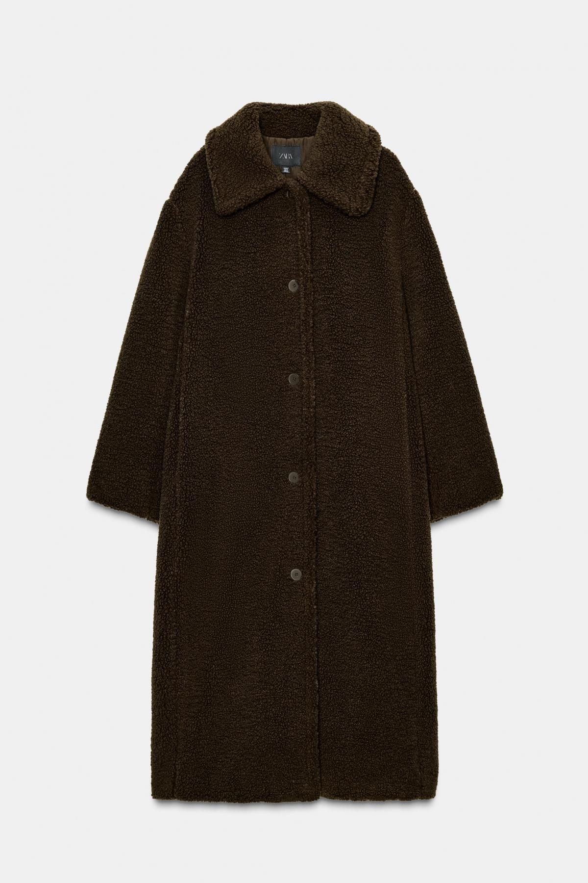 자라 테디 퍼 롱 코트 1255/730 DARK BROWN - 상품 이미지