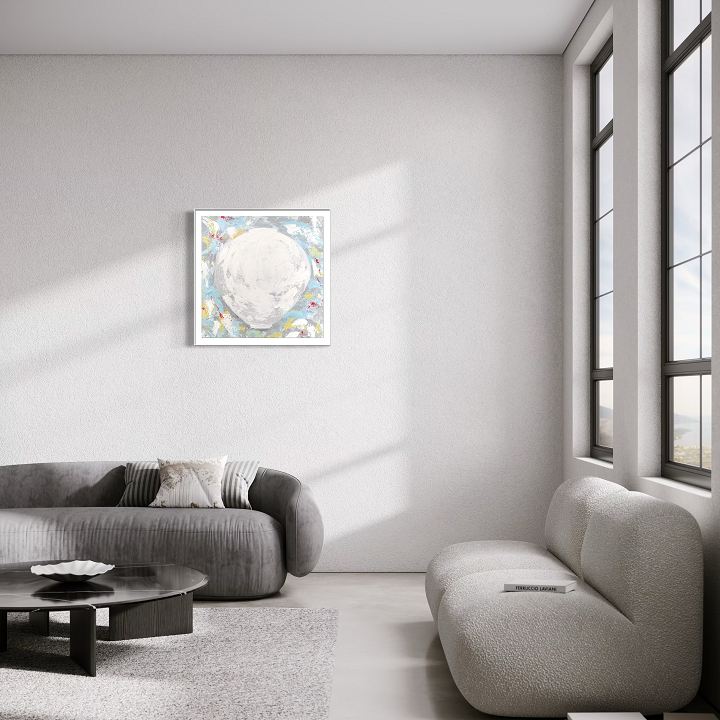 Dal Pium no.1고급캔버스천+삼나무캔버스틀+아크릴관액자30호(84x84x7cm) 달항아리 그림 캔버스 액자 복들어오는 달피움 시리즈 한정수량 에디션문자페인팅 - 상품 이미지