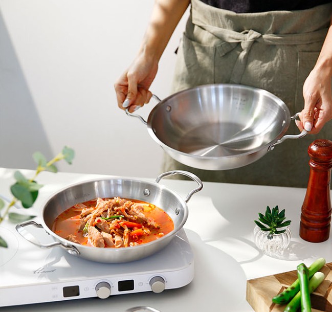 전골냄비 냄비 전골 오뎅 업소용 인덕션 오뎅탕 스텐 샤브 낮은 20cm - 상품 이미지