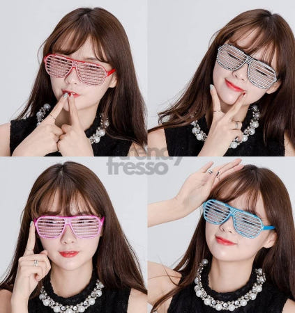 [트렌디프레소협력사]데이슬롯 셔터쉐이드 큐빅 안경 파티용 크리스마스 생일파티 할로윈파티