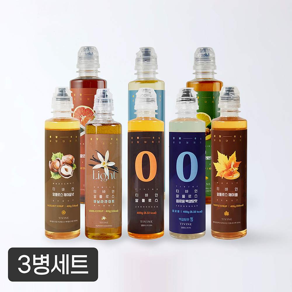 3병 골라담기 티바인 저칼로리 알룰로스 바닐라 메이플 헤이즐넛 하이볼 400g - 상품 이미지