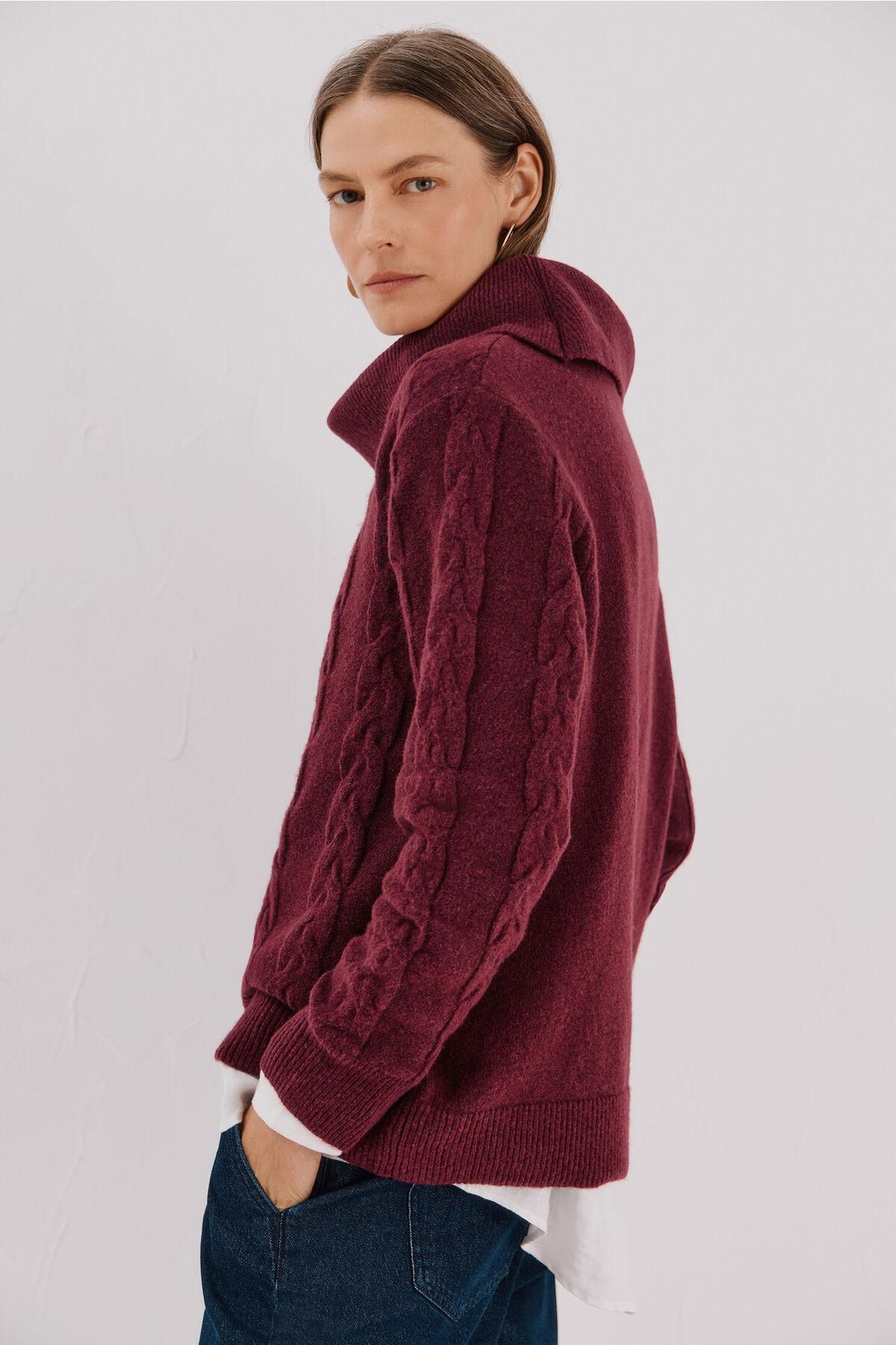 꼬르떼피엘 와이드 하이넥 케이블 니트 스웨터 6212643 MORADO - 상세 이미지 4