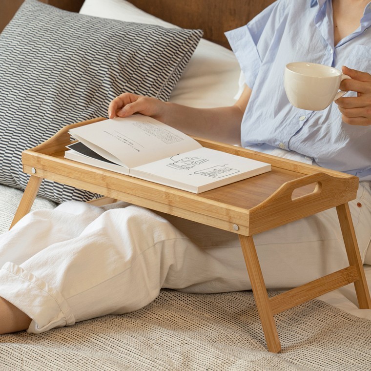 원목 쟁반 접이식 베드 트레이 미니 우드 좌식 테이블 - 메인 이미지