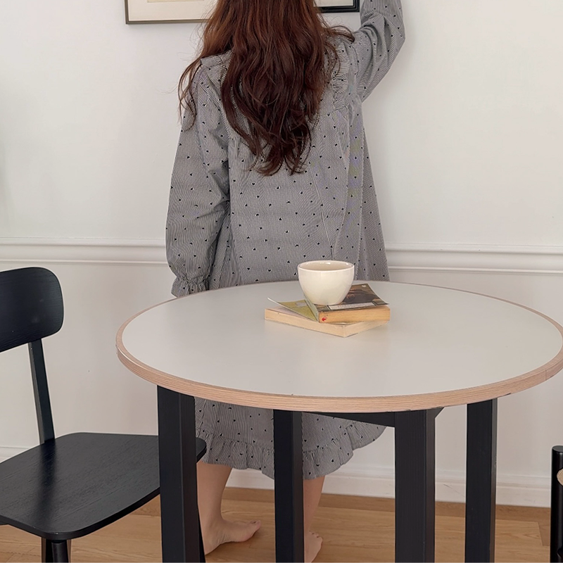 아벨리 원피스잠옷 기모면 수면잠옷 빅사이즈 임부복 긴팔 파자마 홈웨어 원피스잠옷 - 상세 이미지 3