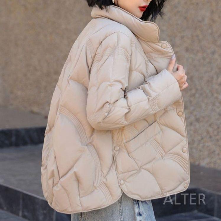 초경량 패딩 홀겹 점퍼 퀼팅 중년 여성 봄점퍼 베이지 S (45-57.5kg) - 상세 이미지 2