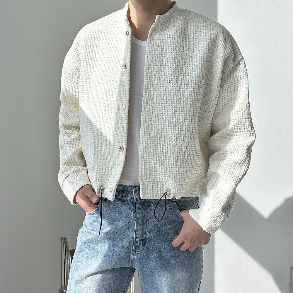 남자 자켓 오버핏 차이나카라 트위드 크롭 자켓 - 메인 이미지