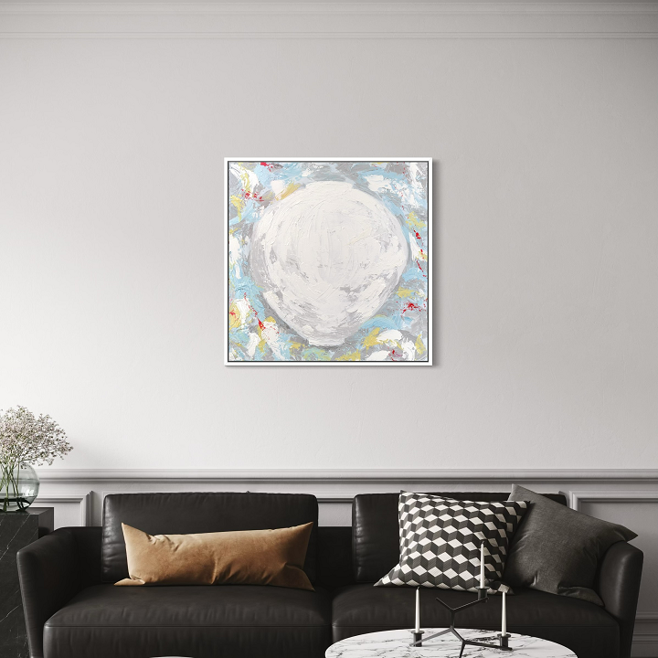 Dal Pium no.1고급캔버스천+삼나무캔버스틀+올림액자50호(96x96x5cm) 달항아리 그림 캔버스 액자 복들어오는 달피움 시리즈 한정수량 에디션문자페인팅 - 상품 이미지