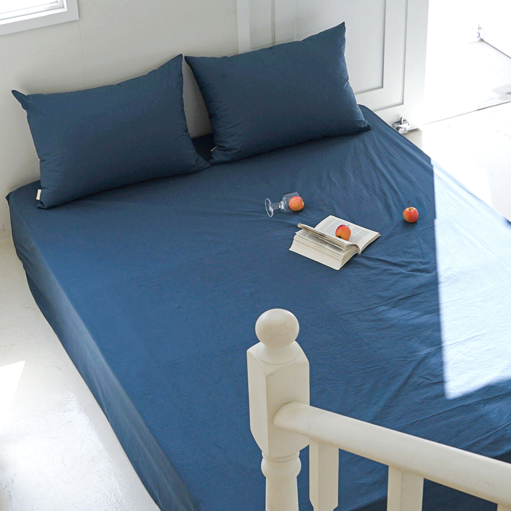 허쉬 60수 고밀도 바이오워싱 순면 매트리스 커버 녹턴 네이비, Q(퀸)