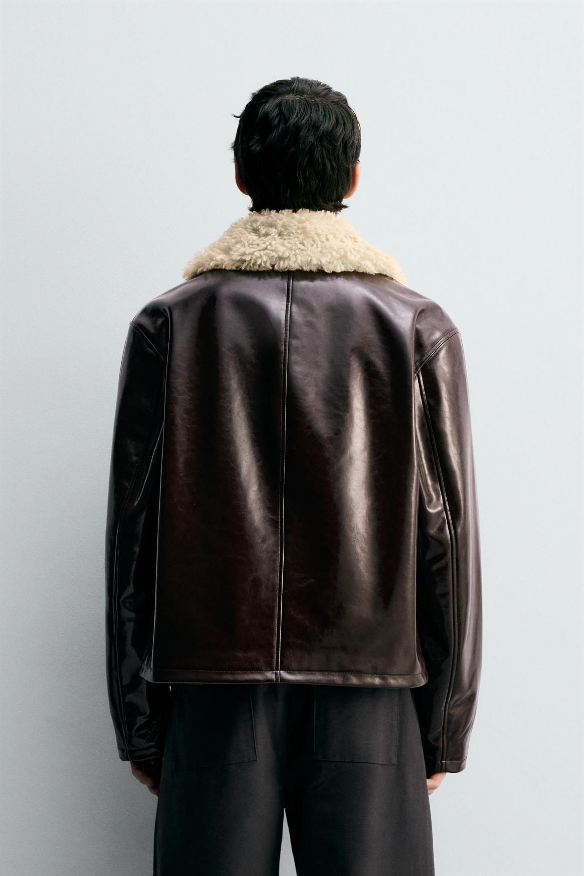 자라 테크니컬 비닐 레더 무스탕 재킷 3833/309 DARK BROWN - 상세 이미지 4
