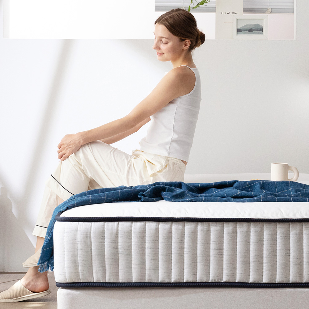 헤이즈 허리디스크 알러지케어 본넬스프링 침대 매트리스[방수커버EVENT] K(킹), 필로우탑(25cm)_네이비