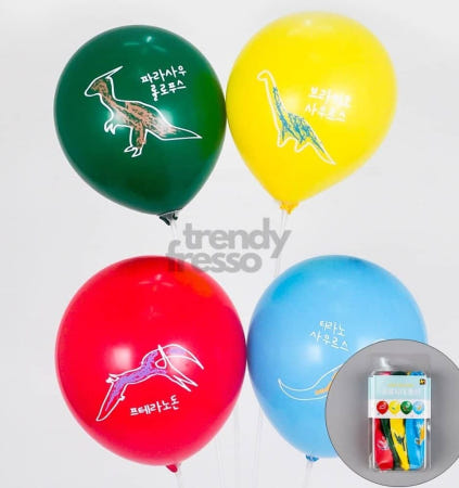 [트렌디프레소협력사]데이슬롯 케이스풍선 공룡시대 4입 홈파티 행사 생일파티