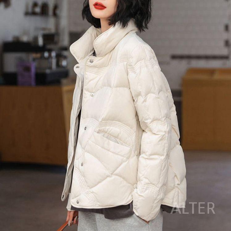 초경량 패딩 홀겹 점퍼 퀼팅 중년 여성 봄점퍼 베이지 S (45-57.5kg) - 상세 이미지 3