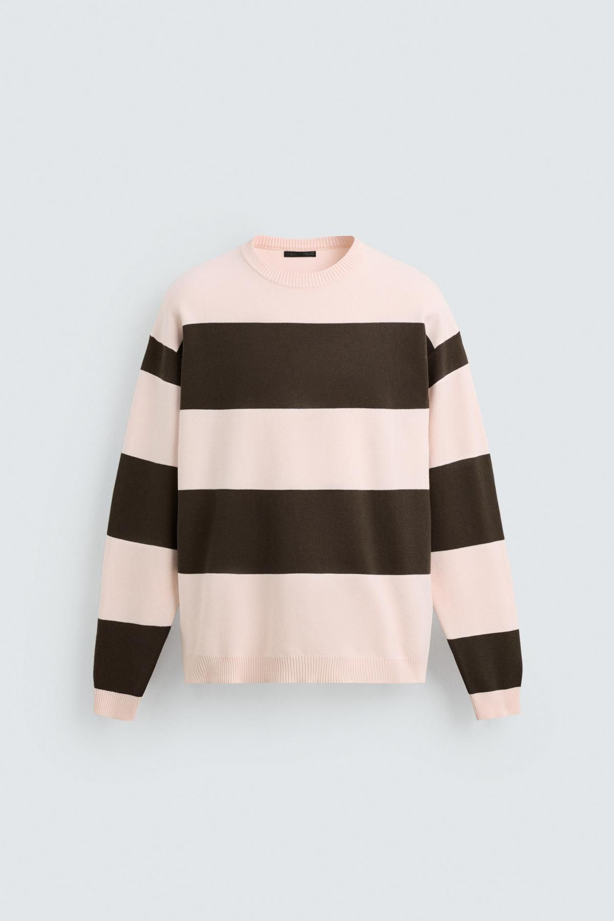 자라 스트라이프 소프트 니트 스웨터 5755/325 BROWN STRIPES - 상품 이미지