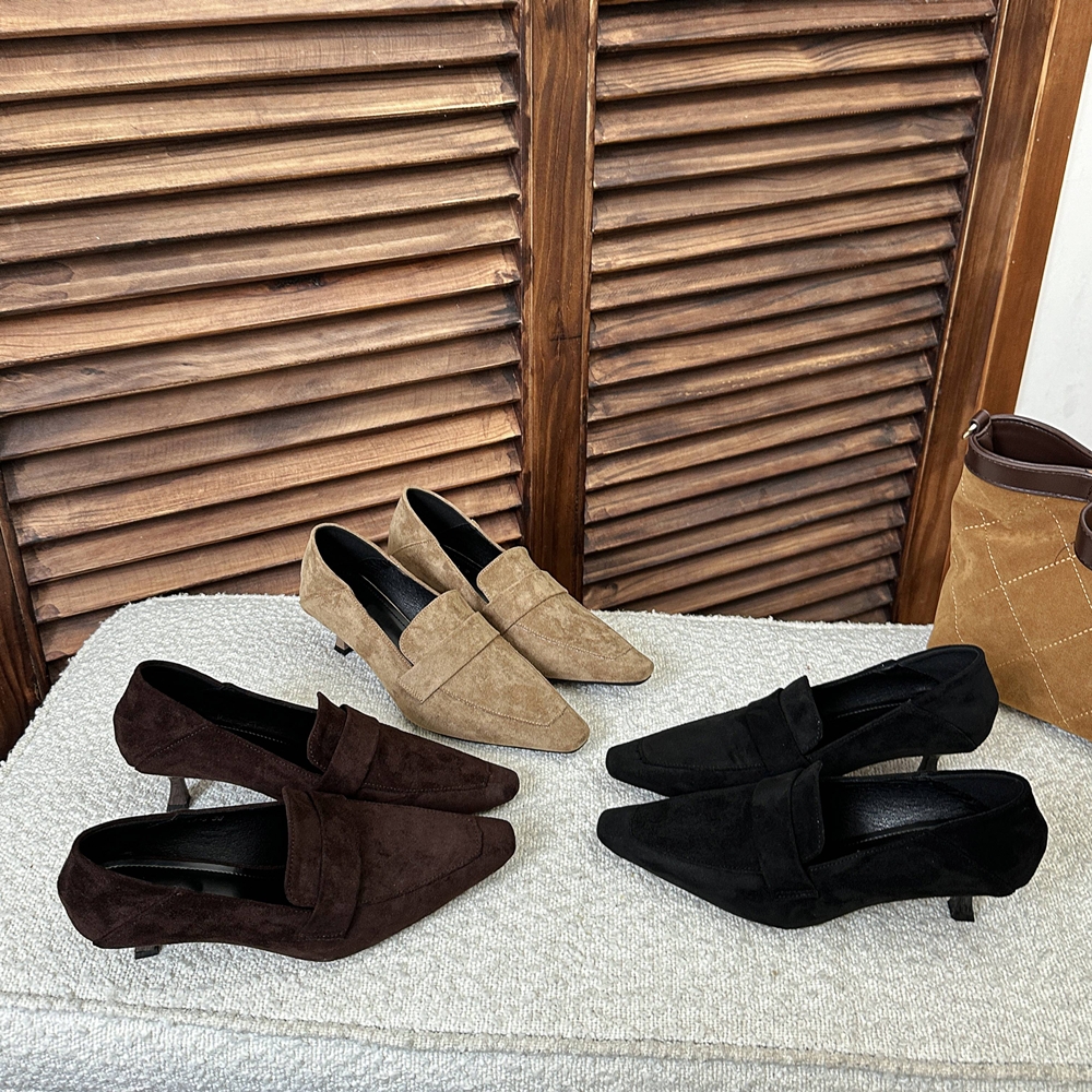 스웨이드 키튼힐 로퍼 펌프스 구두 5cm - 상세 이미지 5