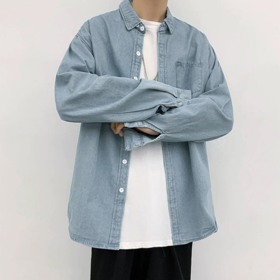 남자 데님 셔츠 난방 레이어드 캐쥬얼 와이드핏 빅사이즈 여성 L XL 2XL 3XL 4XL 이미지 8