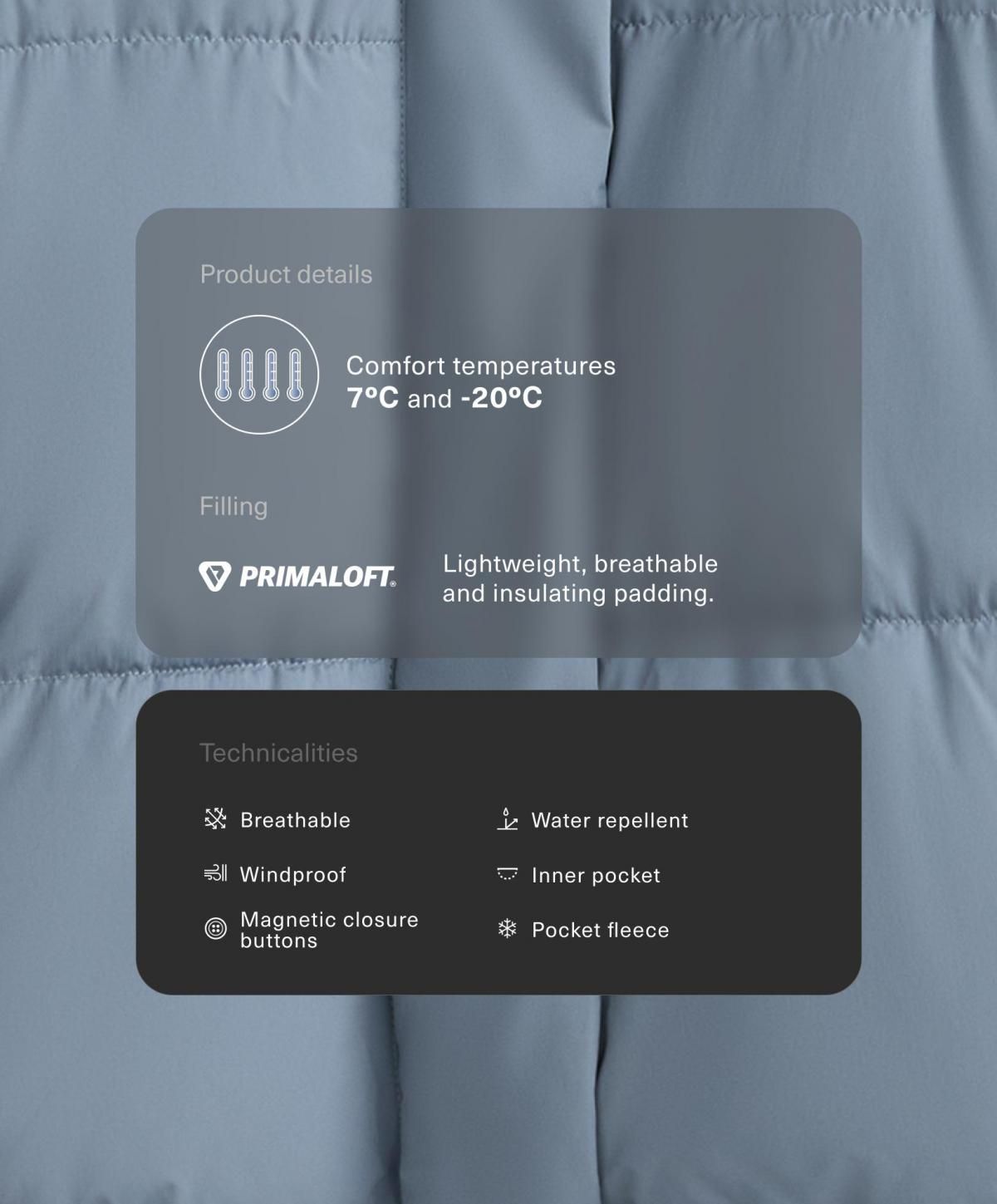 오이쇼 테크니컬 프리마로프트 숏 패딩 재킷 3475/945 GREY-BLUE - 상세 이미지 3
