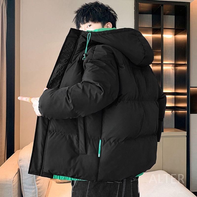 남자 패딩 하프기장 남성 후드 루즈핏 블랙 S - 상세 이미지 2