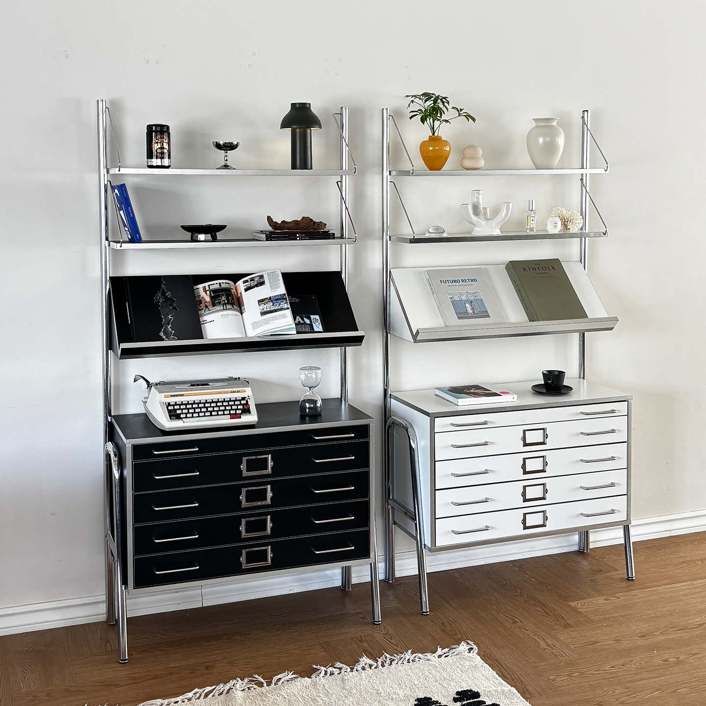 넛지 월캐비닛 무타공 선반장 미드센츄리 수납장 장식장(2color)