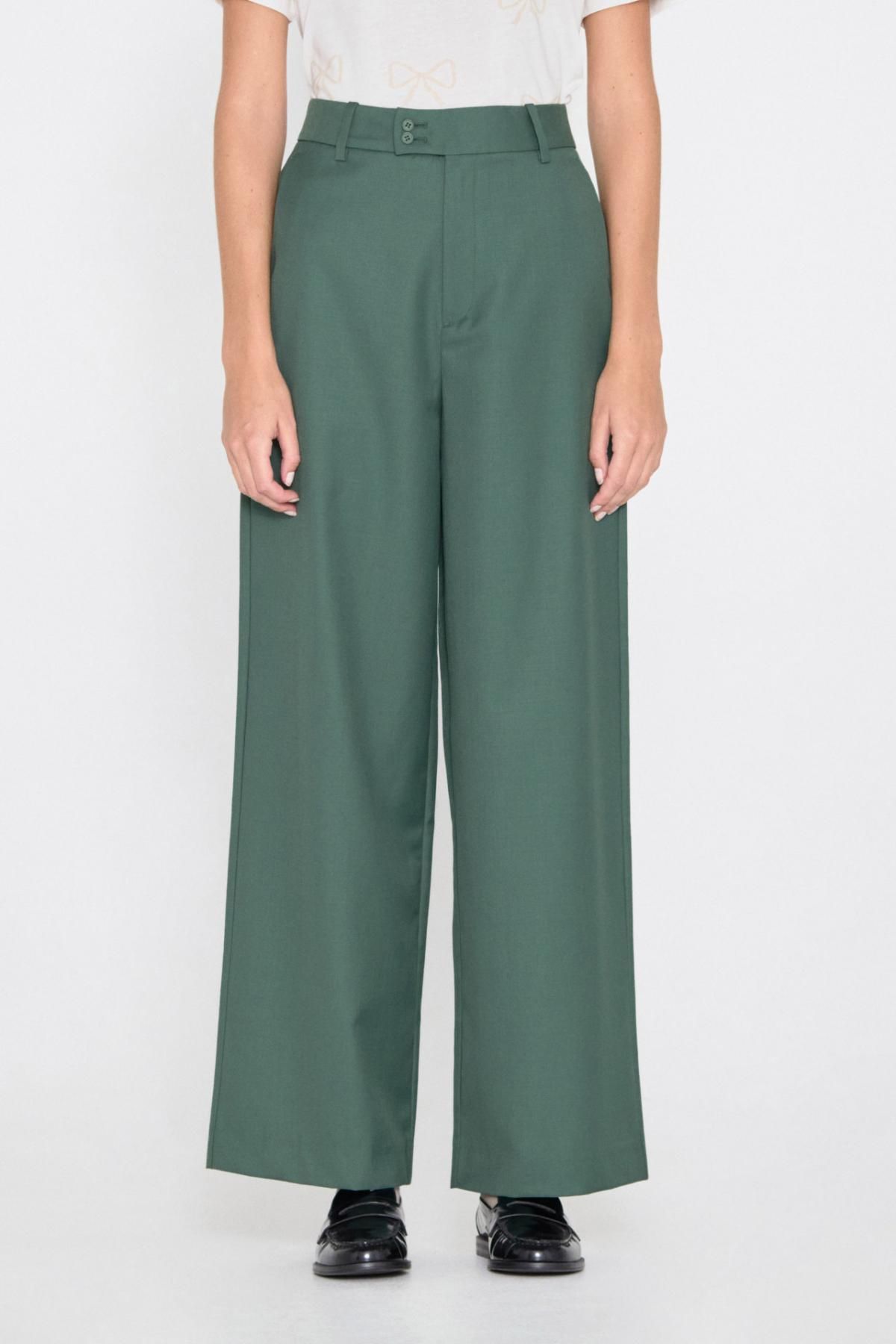 타이니코튼 플리츠 와이드 슬랙스 팬츠 AW24-758P09 VERDE CALIDO - 상품 이미지