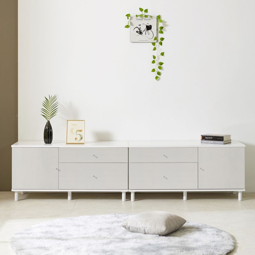 가구의서 서랍 콤비 거실장 세트 2000x400x485mm, 오크