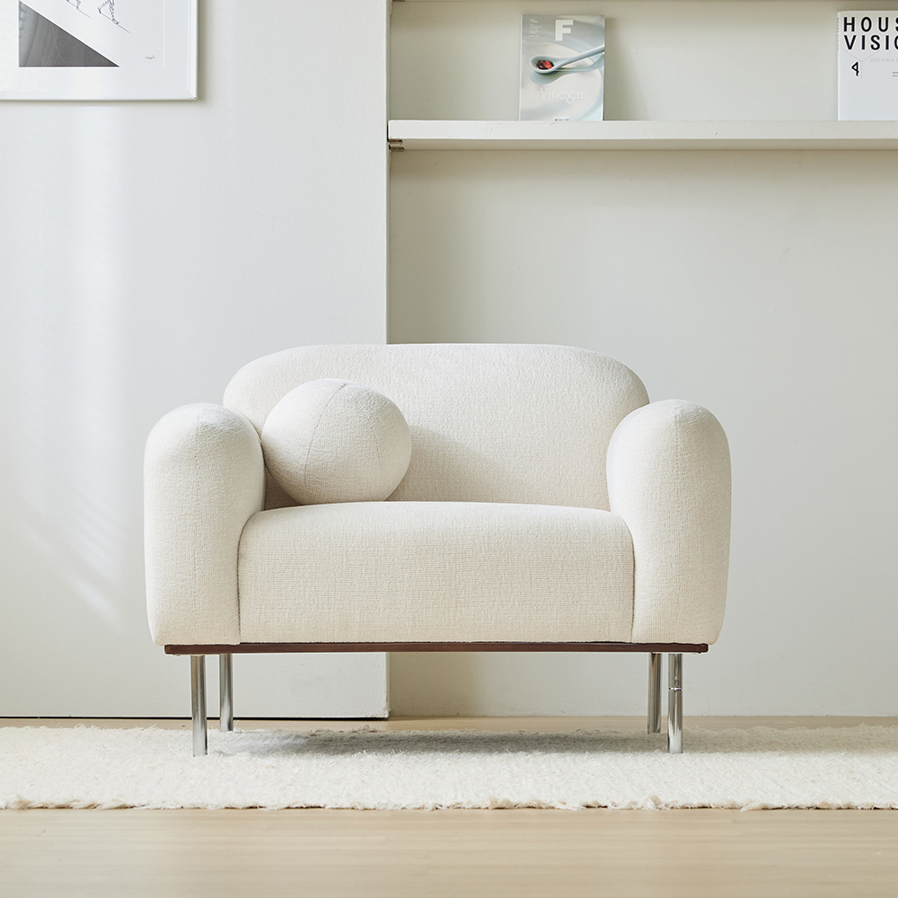 루나 거실 소파 천연원목 이지클린 직조 패브릭[협탁EVENT] 아이보리, 1인용