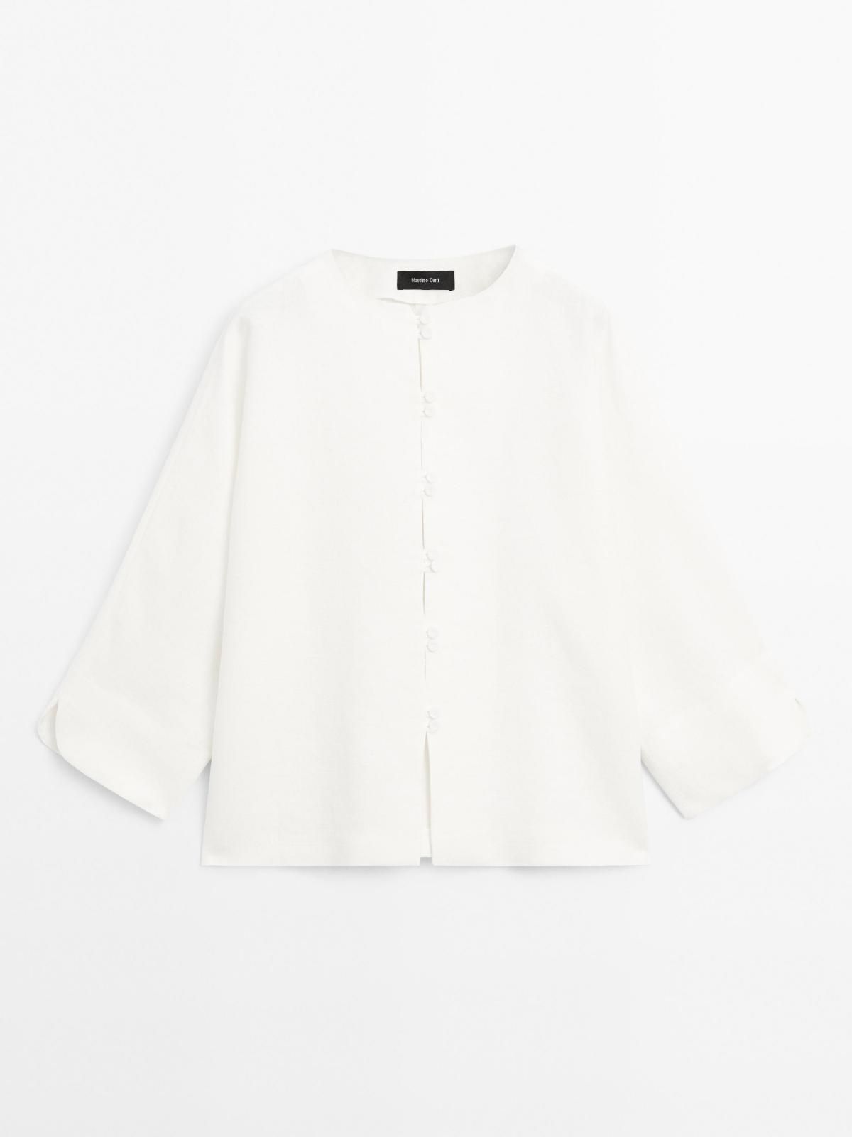 마시모두띠 린넨 버튼 기모노 블라우스 6047/673 OFF WHITE - 메인 이미지