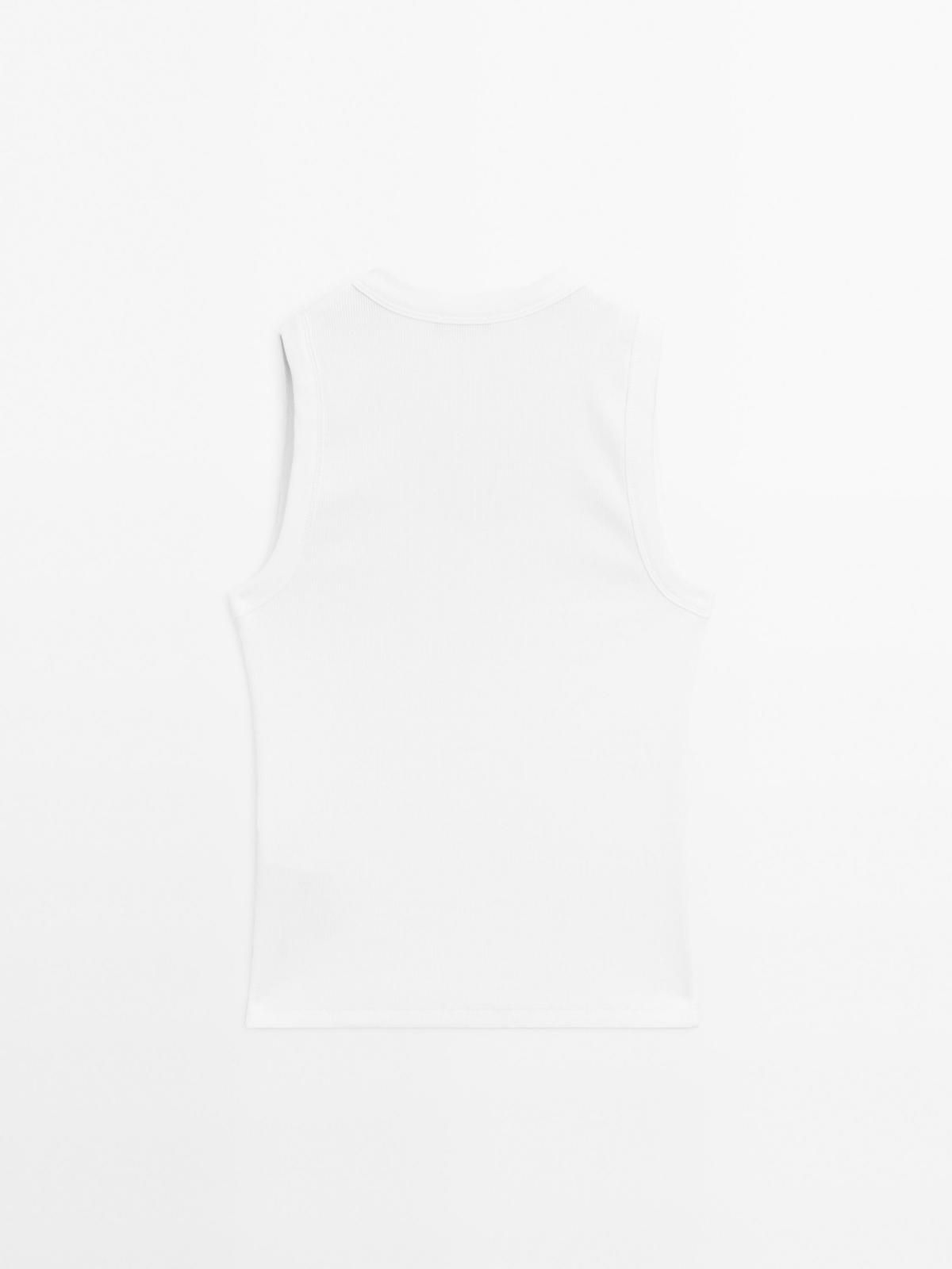 마시모두띠 골지 라운드넥 민소매 티셔츠 6896/918 OFF WHITE - 상세 이미지 5