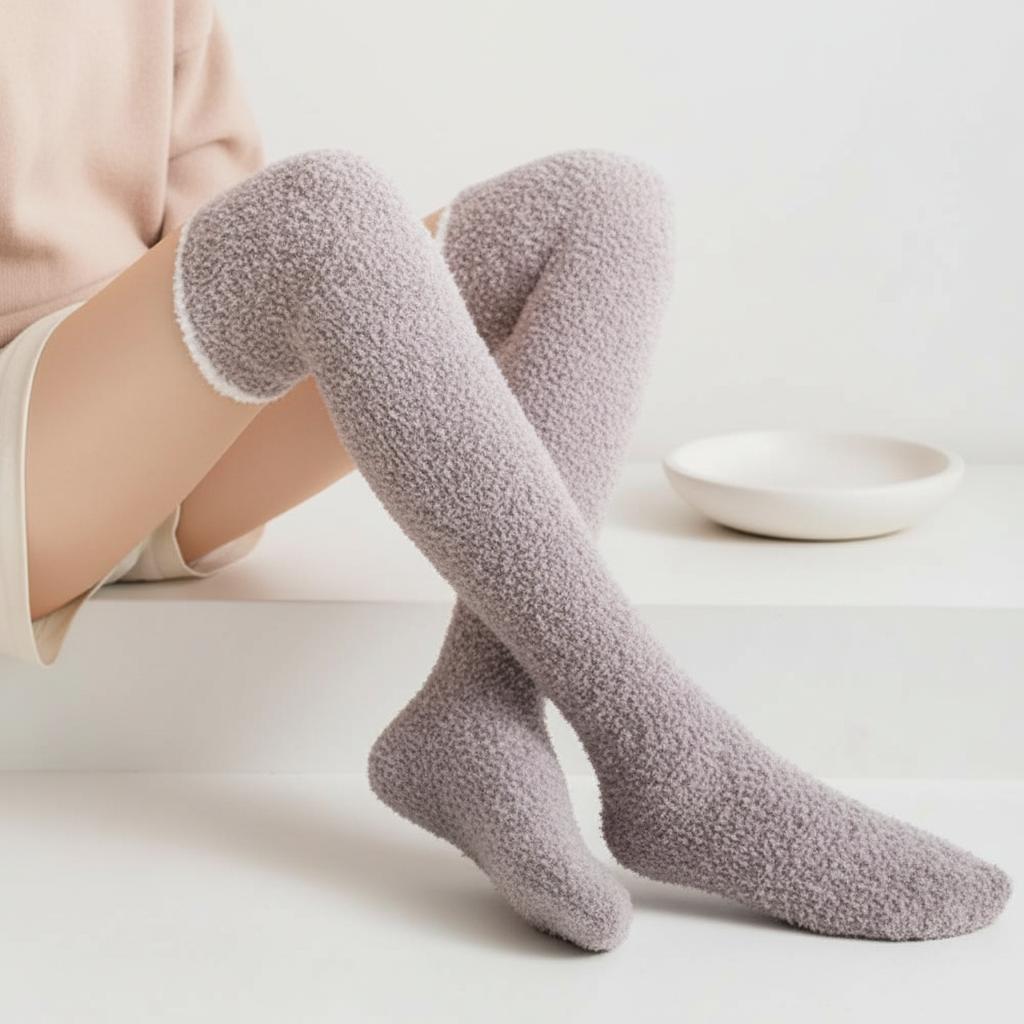 임산부 오버니삭스 무압박 롱 수면양말 수족냉증 양말 - 메인 이미지