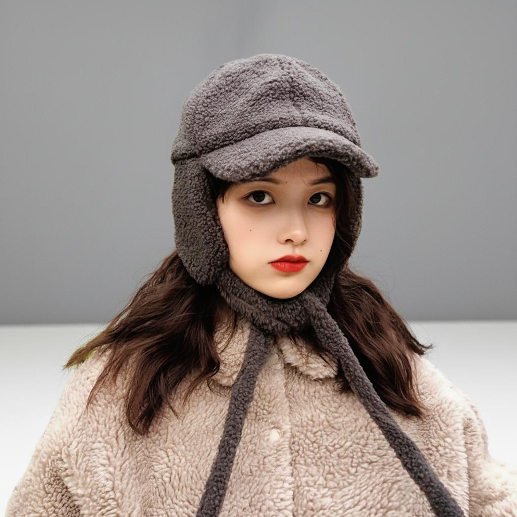 귀도리 귀달이 양털 군밤 장수 모자 캡모자 털모자 - 상품 이미지