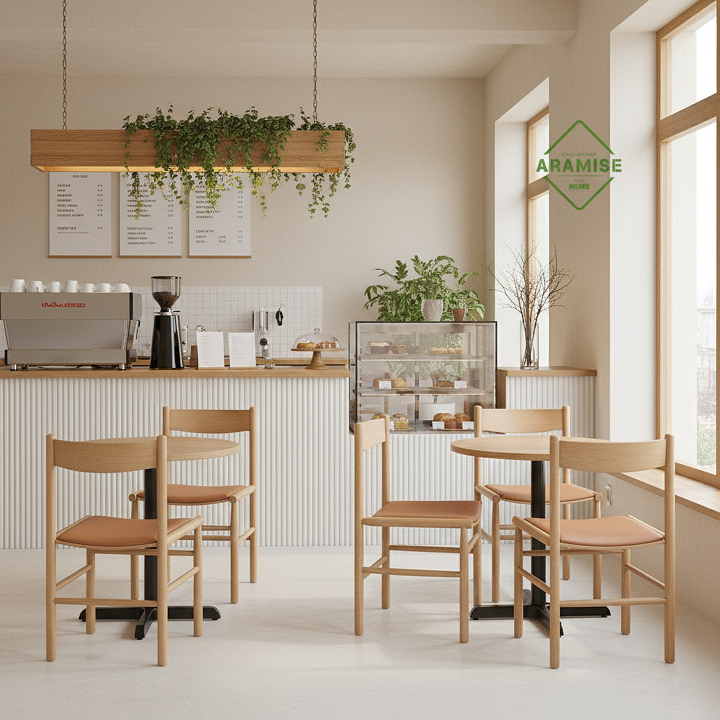 아라미스 체어 / 북미산 애쉬 원목 실리콘 레더 니카리 의자