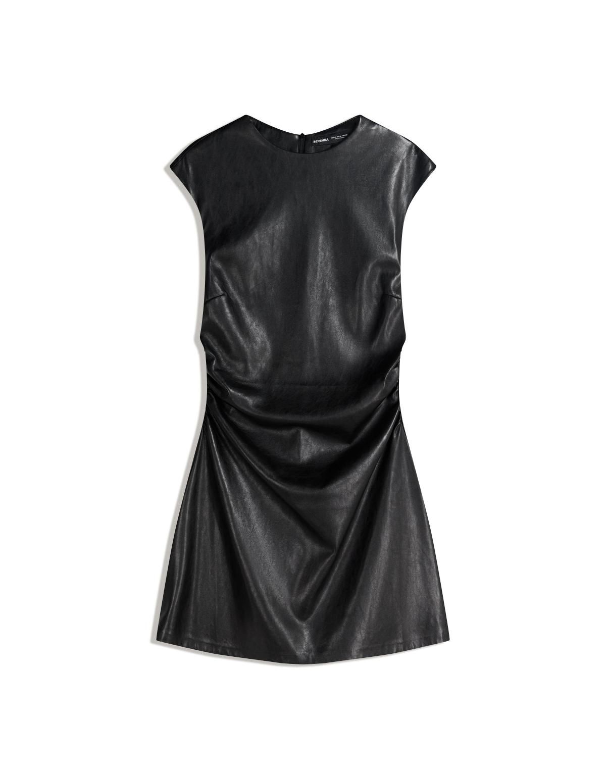 버쉬카 레더 효과 데일리 미니 원피스 5864/741 BLACK - 상세 이미지 3