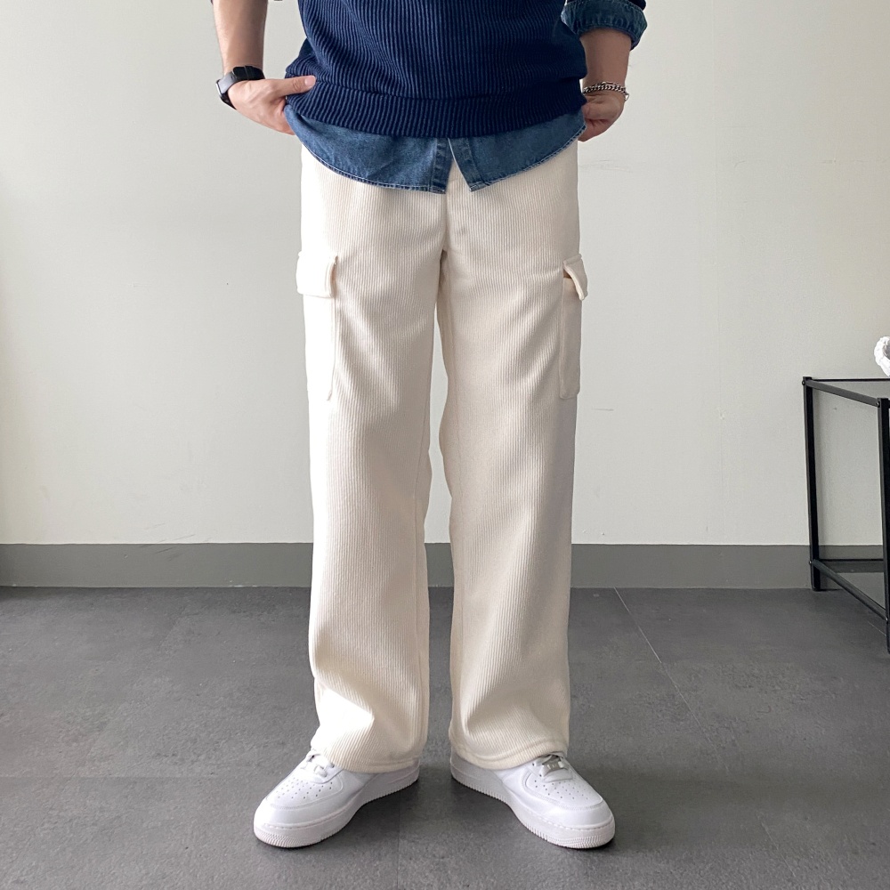 골덴 와이드 기모카고바지 편한 코듀로이 밴딩 겨울 건빵바지 - 상품 이미지