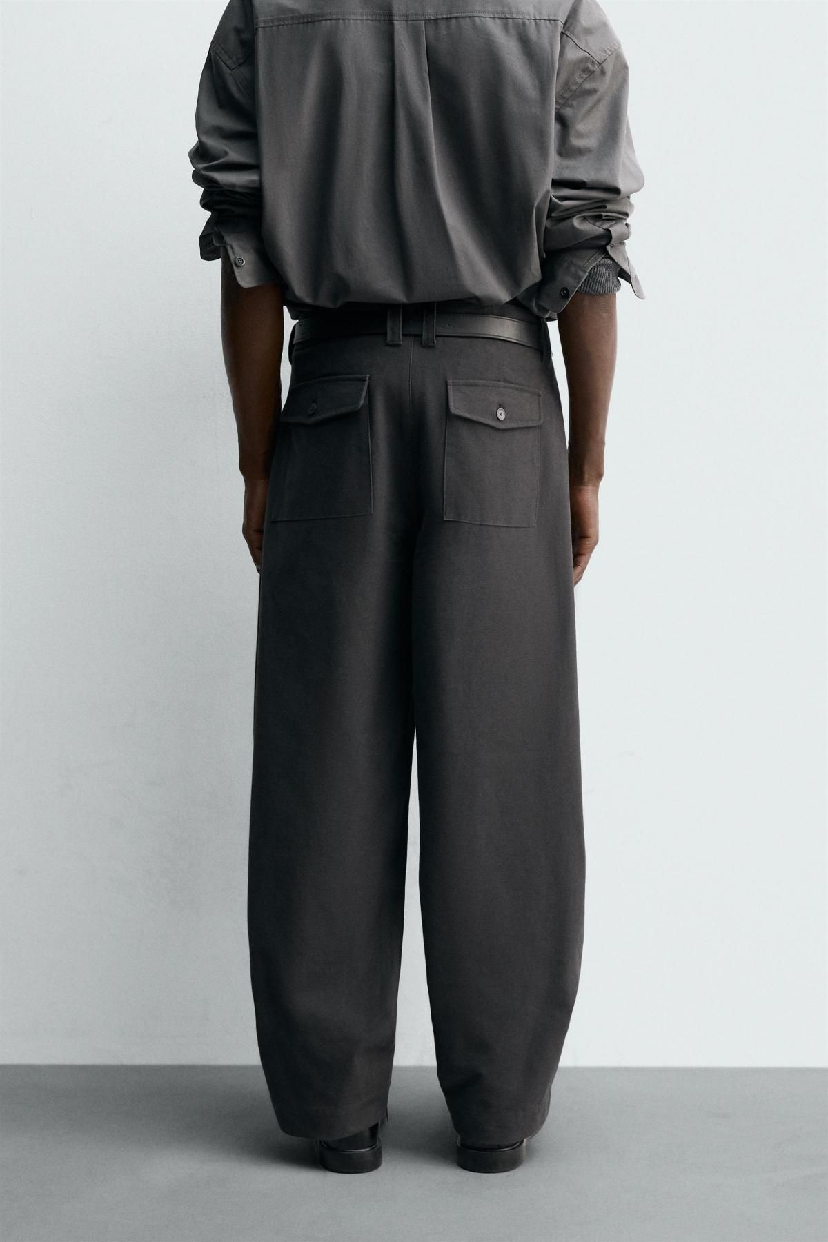 자라 와이드 벌룬핏 슬랙스 팬츠 1437/385 ANTHRACITE GREY - 상세 이미지 3