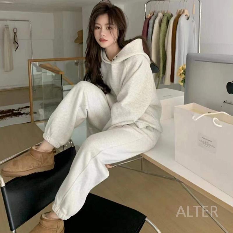 여성트레이닝세트 여성운동복세트 조거팬츠 루즈핏 후드 오버핏 - 상세 이미지 4