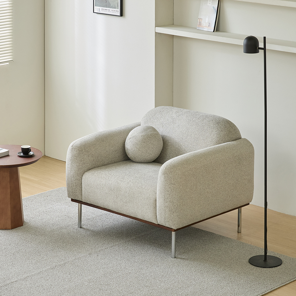 루나 거실 소파 천연원목 이지클린 직조 패브릭[협탁EVENT] 아이보리, 1인용