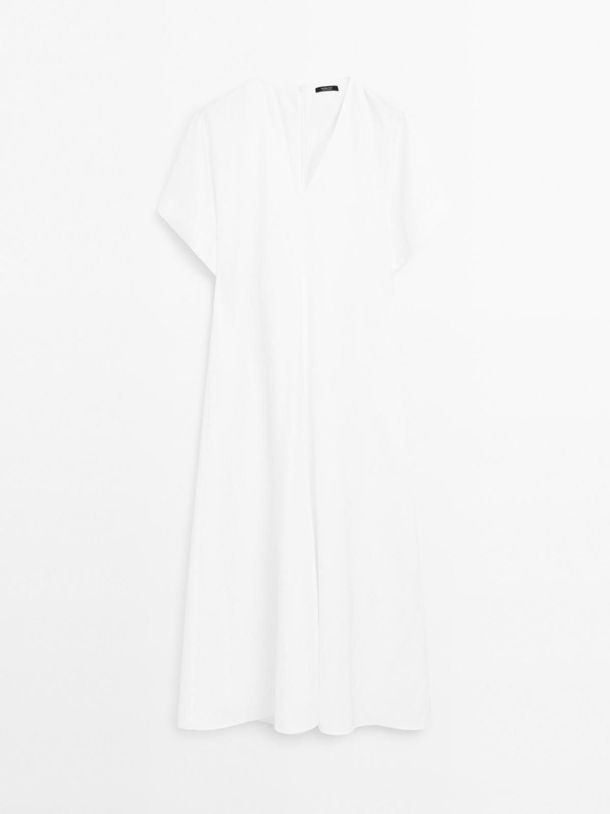 마시모두띠 플레어 브이넥 미디 원피스 6612/530 OFF WHITE - 메인 이미지