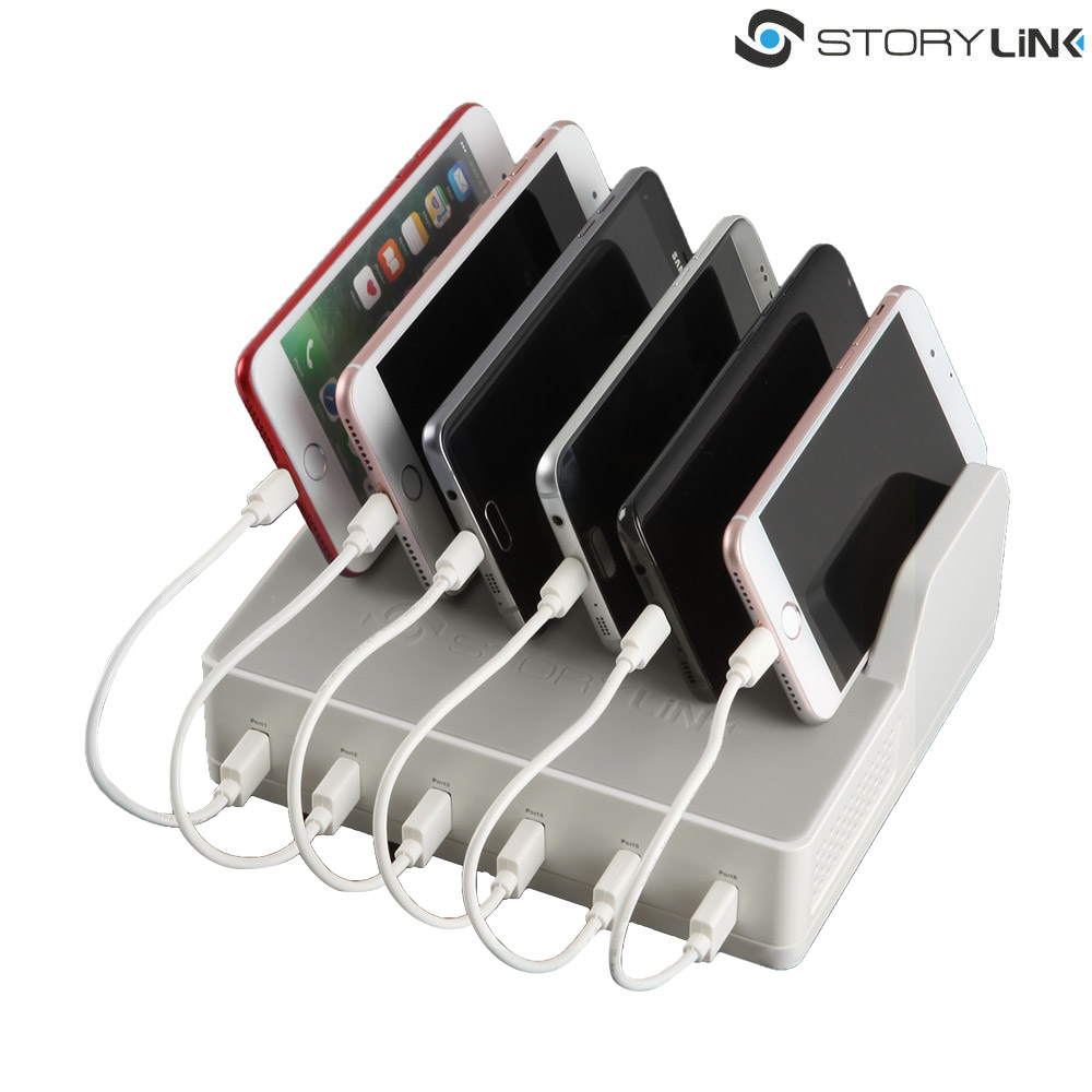 업소용 멀티충전기 C타입 6포트 멀티고속충전기 USB 멀티포트충전기 카페 108W QC6P 제품 이미지