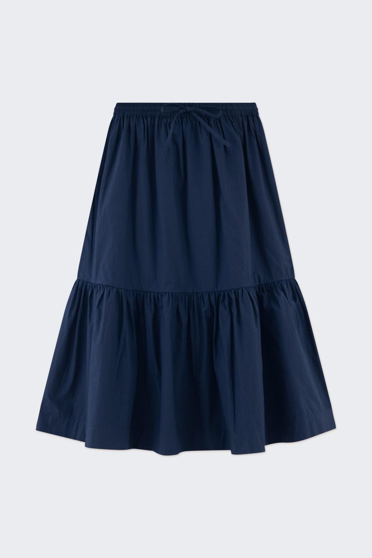 타이니코튼 플레어 네이비 미디 스커트 AW24-628107 ONE COLOR - 상품 이미지