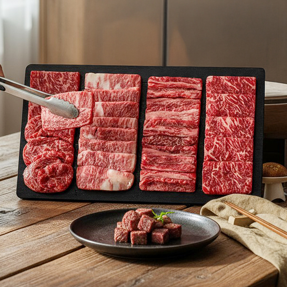 ++1등급 한우 소고기 꽃등심 갈비살 안심 채끝 투뿔 골라담기 구이용 세트