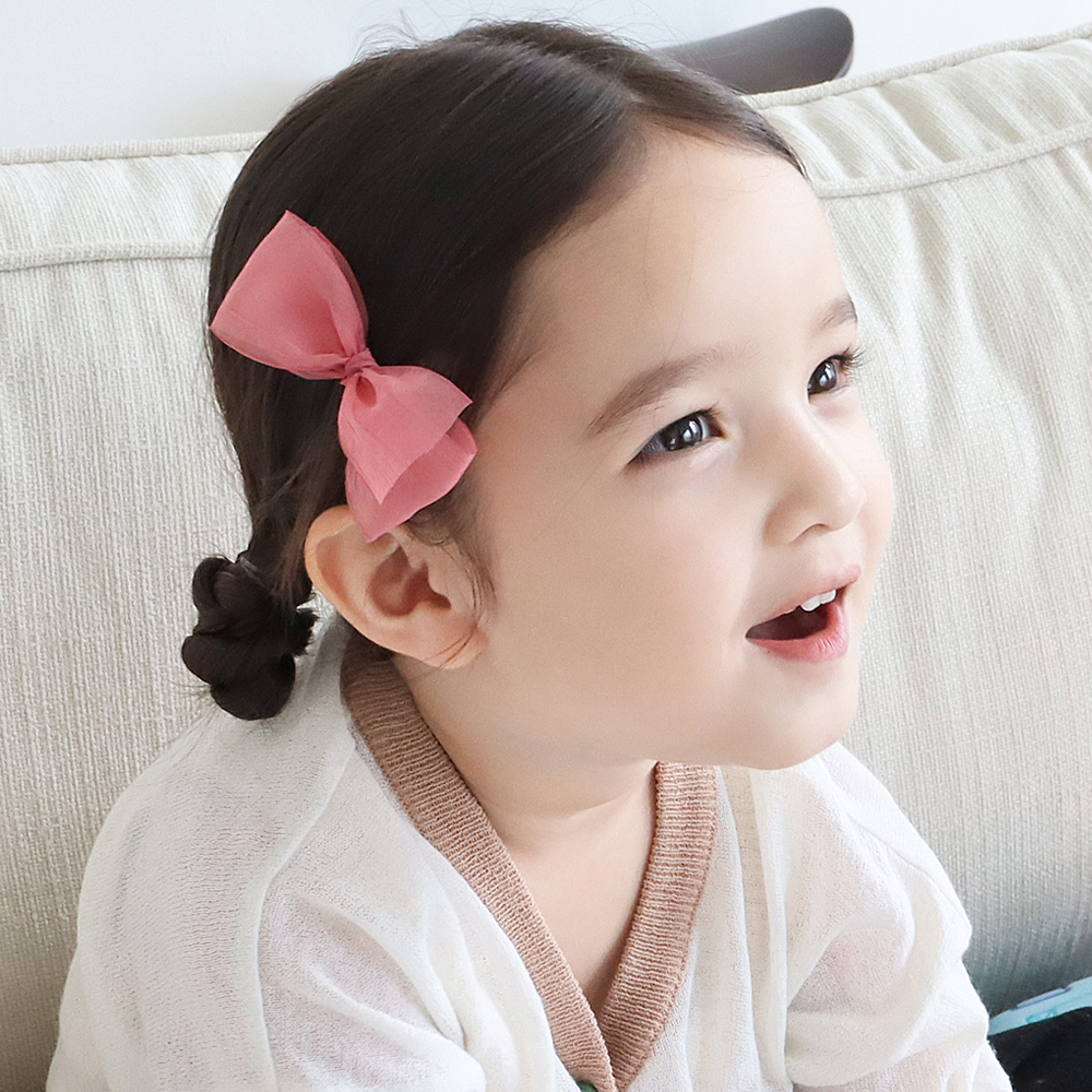 오간자 나비리본 집게핀 유아헤어핀 - 상품 이미지