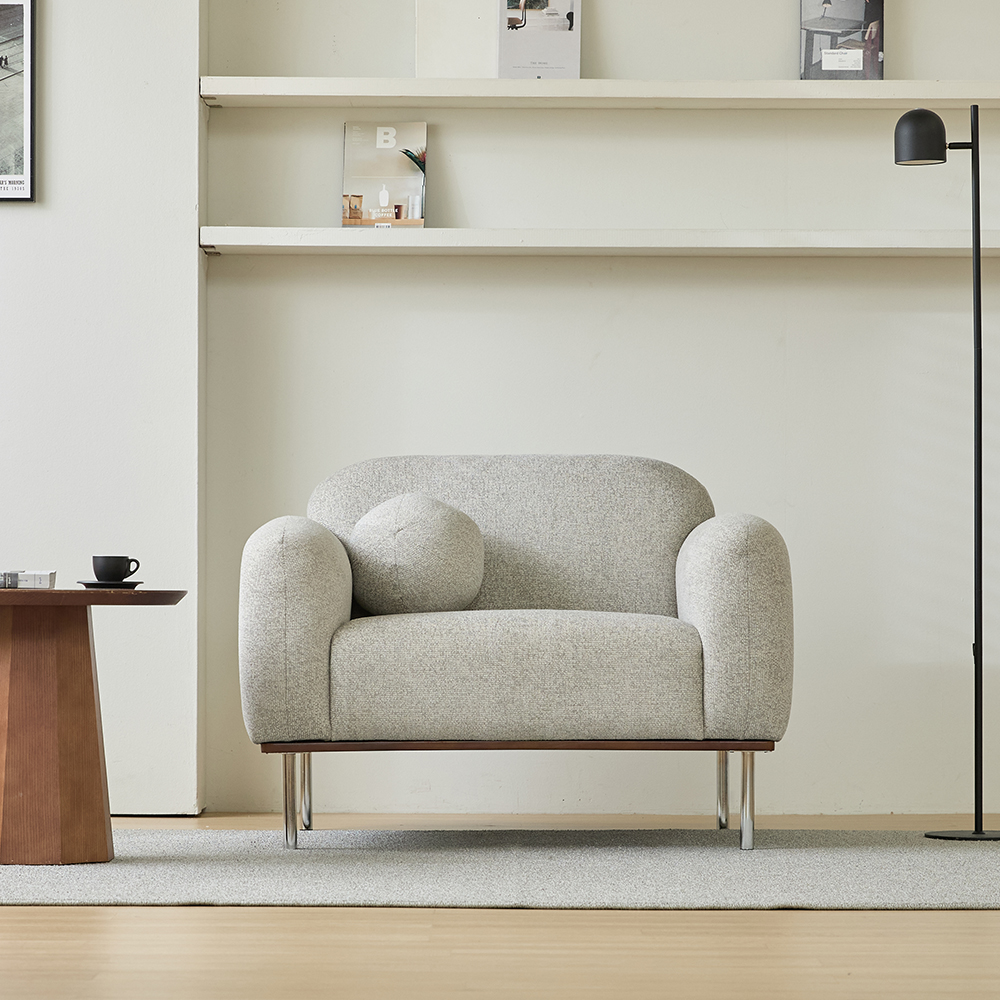 루나 거실 소파 천연원목 이지클린 직조 패브릭 라이트그레이, 1인용