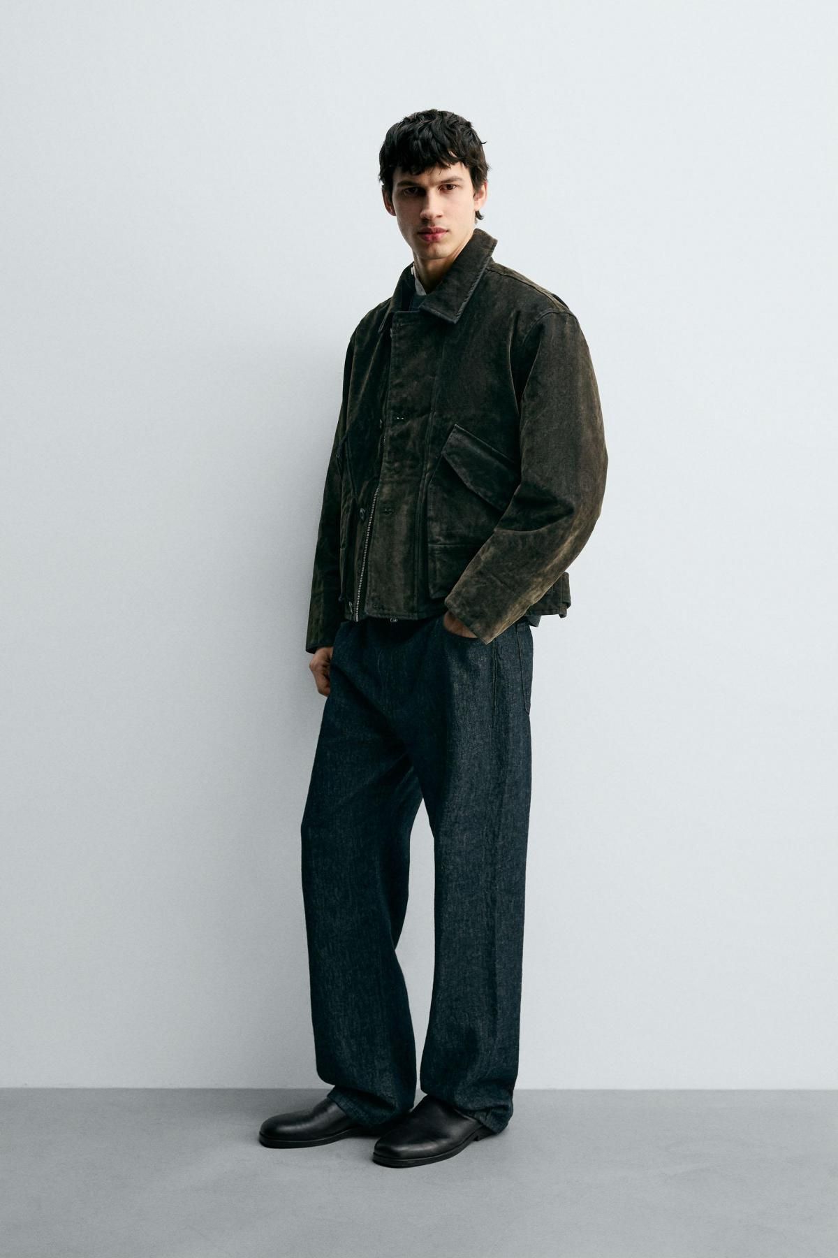 자라 벨루어 트윌 테일러드 재킷 3833/306 DARK GREEN - 상세 이미지 5