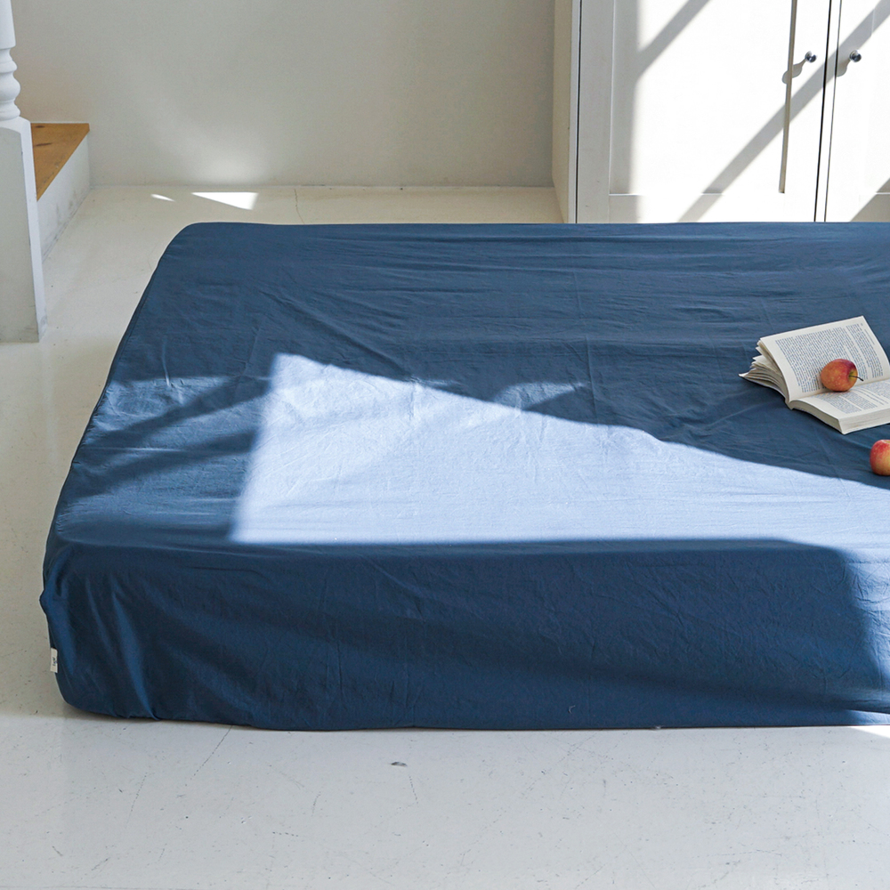 허쉬 60수 고밀도 바이오워싱 순면 매트리스 커버 녹턴 네이비, Q(퀸)
