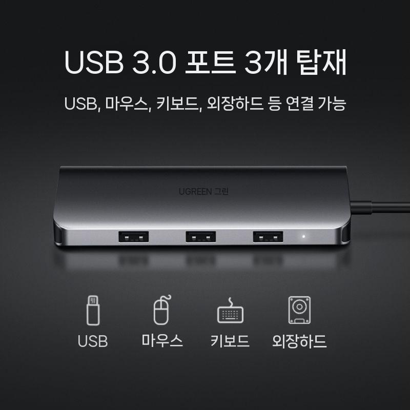 USB C타입 in C타입멀티허브 노트북 타입 포트 멀티 6in1 허브 1.5m 5in1 USB3.0x3+HDM 이미지 6