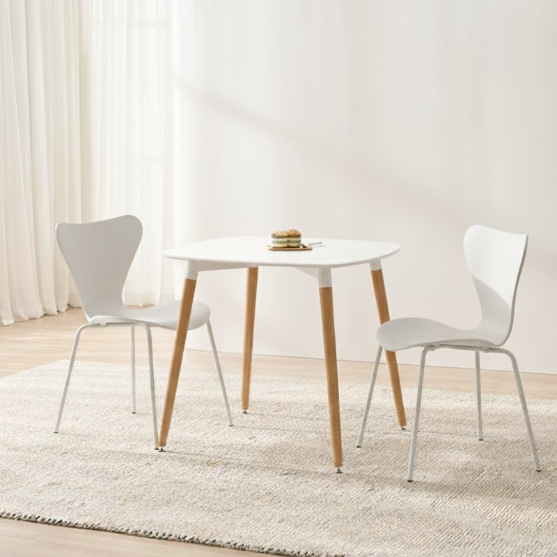 (식탁+의자 SET)템포 스퀘어 800 X 도도 화이트 사각 2인용 식탁 테이블 세트