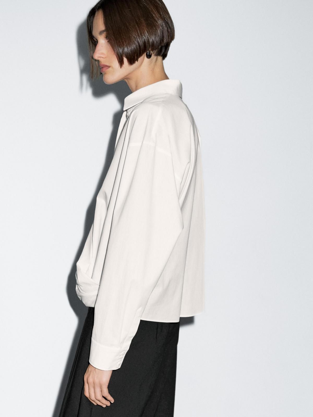 마시모두띠 드레이프 코튼 비대칭 헴 긴팔 셔츠 5120/721 OFF WHITE - 상세 이미지 3