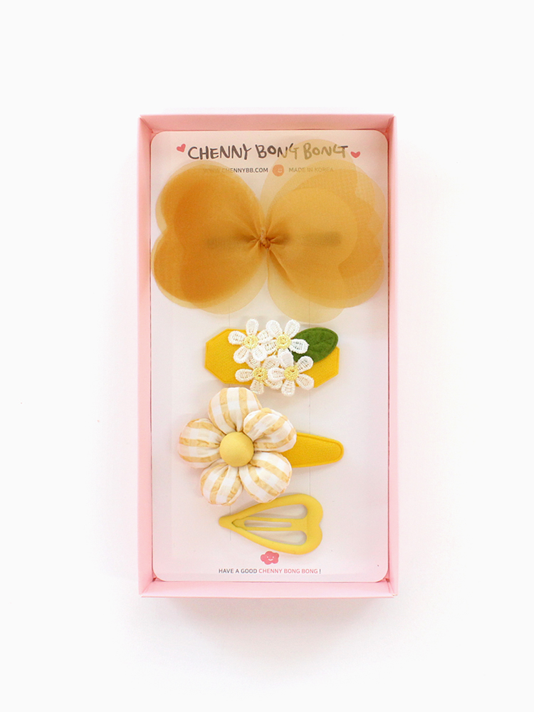 하트 머스타드 헤어핀세트 유아헤어핀 - 메인 이미지