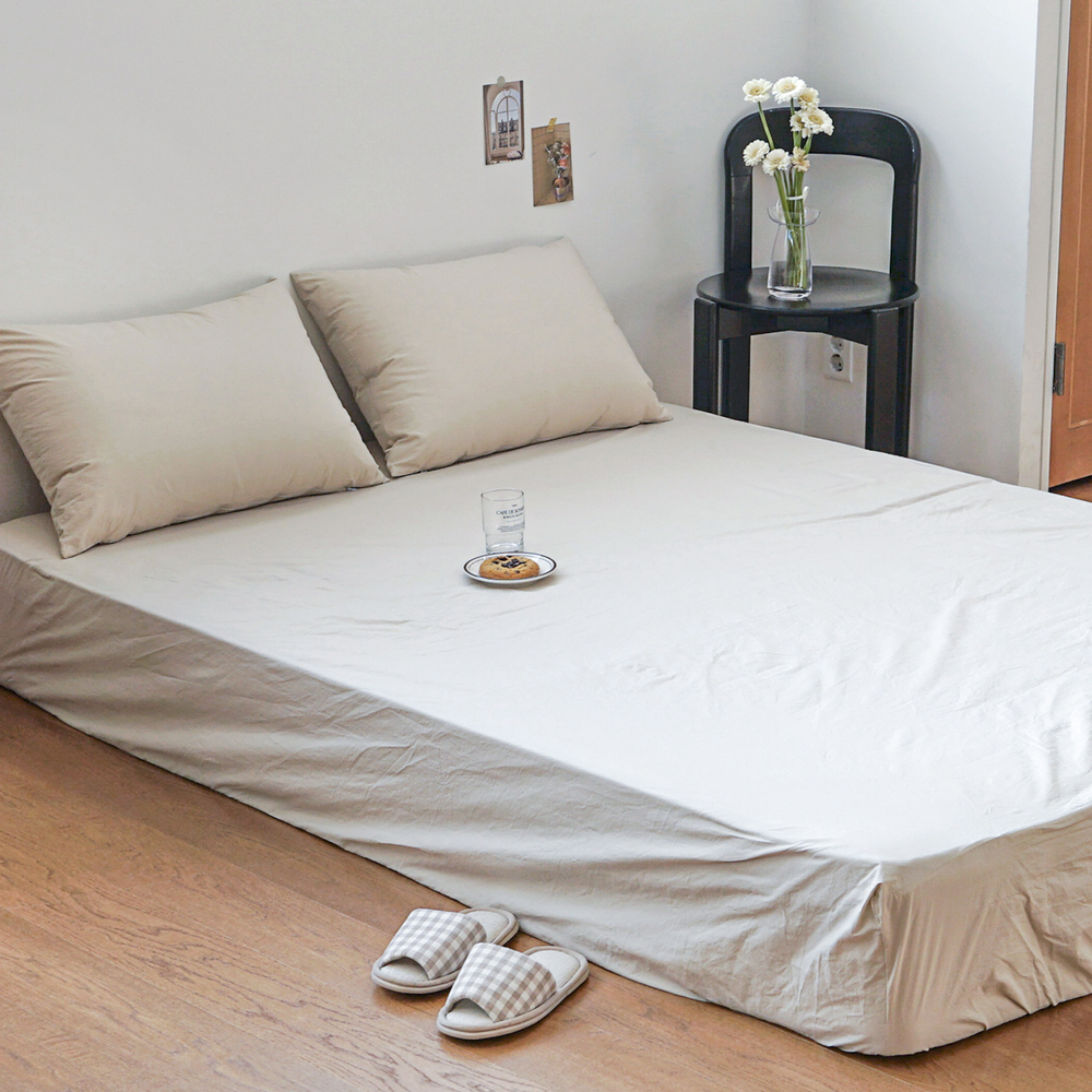 허쉬 60수 고밀도 바이오워싱 순면 매트리스 커버 샴페인 베이지, SS(슈퍼싱글)