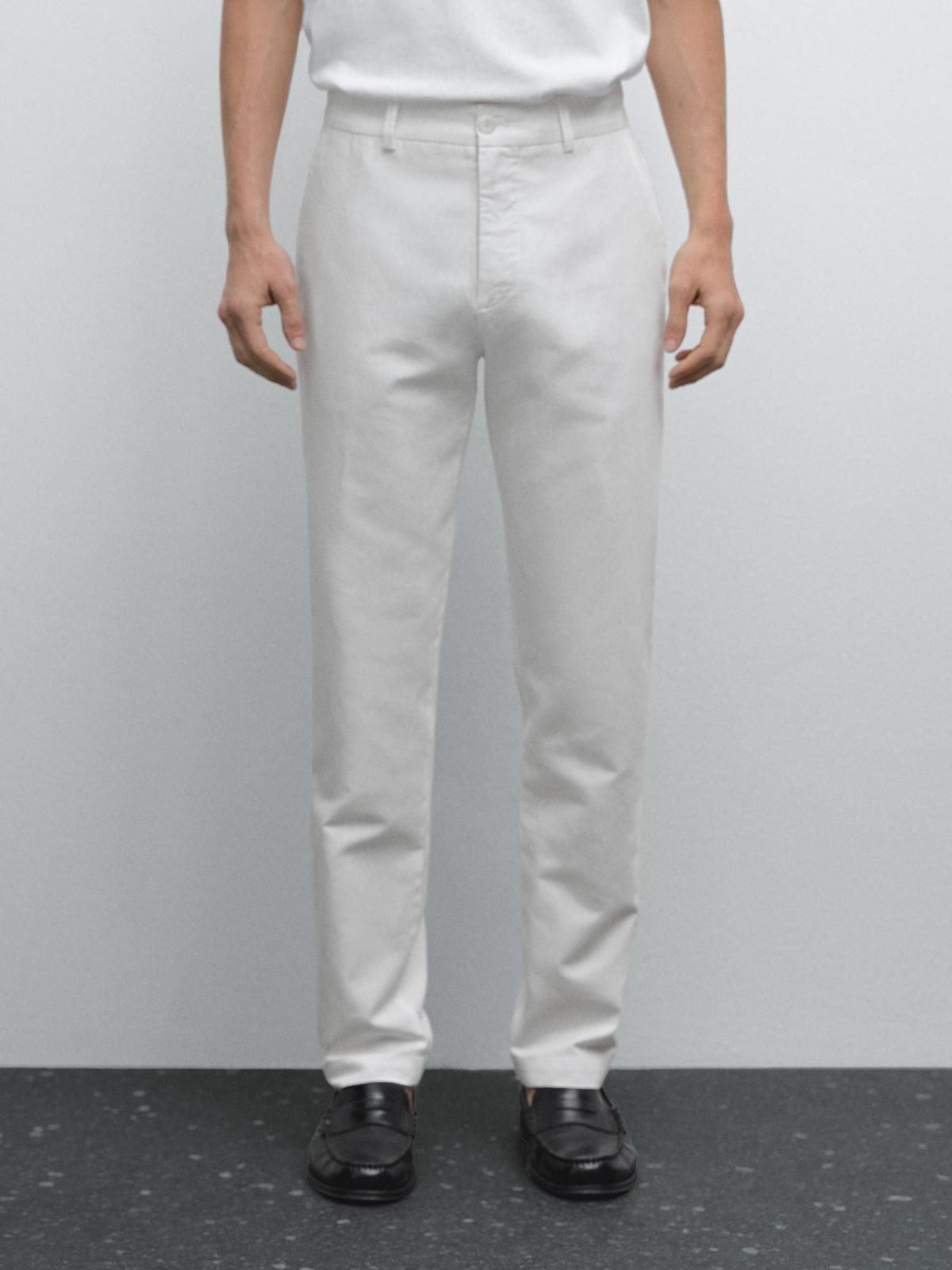 마시모두띠 테이퍼드핏 코튼 리넨 슬랙스 팬츠 0006/004 OFF WHITE - 상품 이미지
