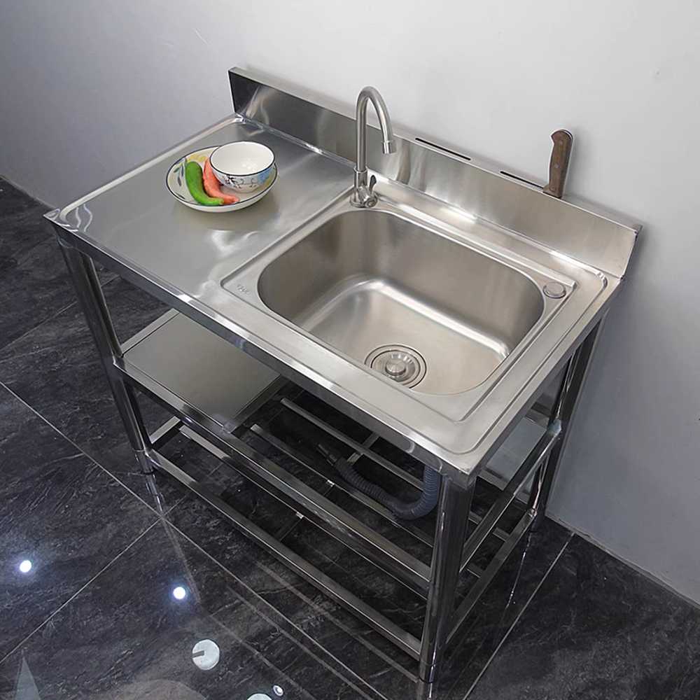 야외 싱크대 개수대 스테인리스 보조 주방 세척대 80x50x80 왼쪽 - 상세 이미지 5